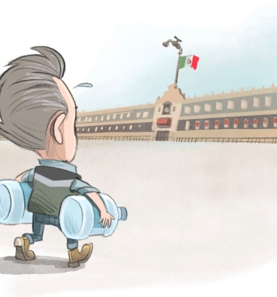 Cartón de Qucho sobre la visita de Pablo Lemus a Palacio Nacional